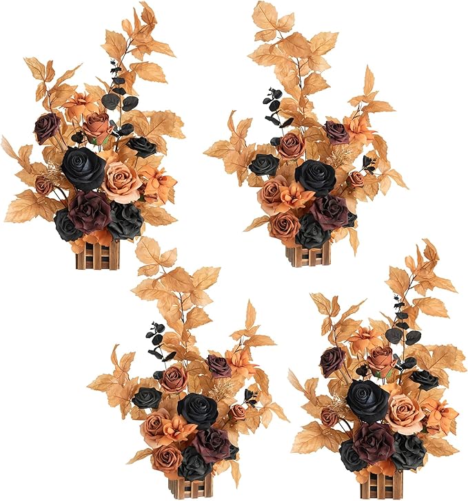 Ling's Moment 17.5" Tall Standing Artificial Flowers Arrangements 4pcs Fall by LingsMoment