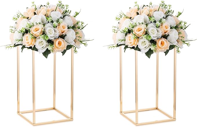 Gold Flower Stand for Table: 15.7” Tall Centerpiece Stand for Wedding Table by CreatedforWeddingsandHome