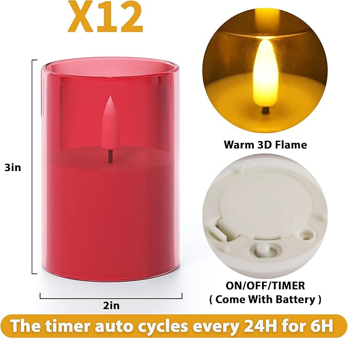 12Pack Flickering Flameless LED Candles - Image 4