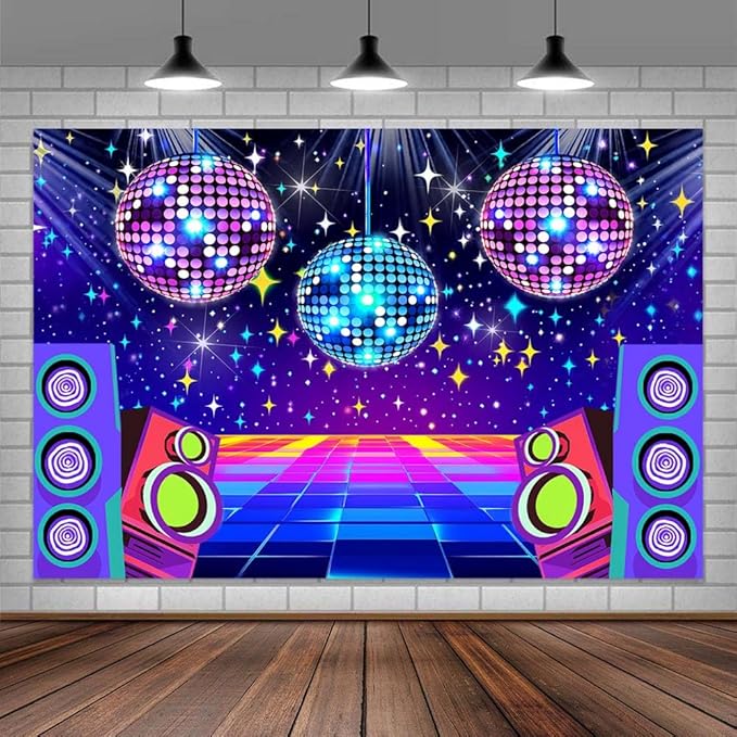 Dance Party Backdrop Retro 80s 90s Theme Stage Dance Ball Music Birthday Party by MERCHR