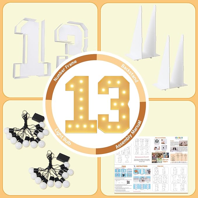 Imprsv 4FT Light Up Numbers, Marquee 13th Birthday Decorations - Image 5