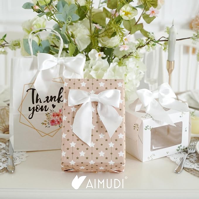 AIMUDI White Satin Bows 5.5" Bows - Image 3
