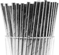 Pack of 300 Silver Foil Biodegradable 4-Ply Paper Drinking Straws by Stephanie+Imports
