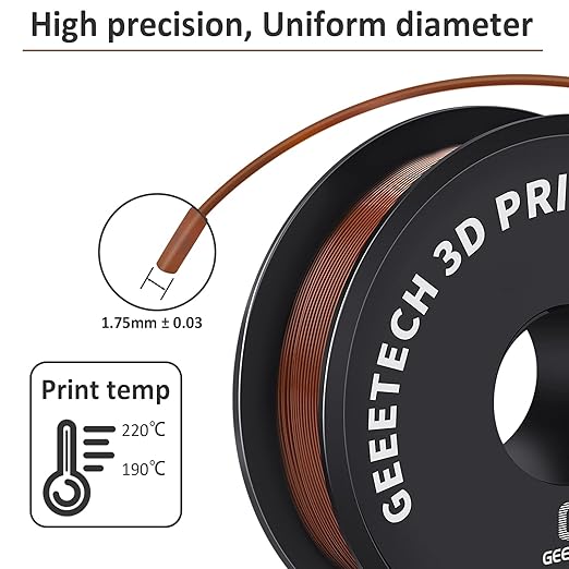 Geeetech PLA Filament 1.75mm Brown, Neatly Wound 3D Printer Filament 1kg Spool - Image 3