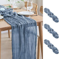 Asee'm 3pcs Cheesecloth Table Runner 120 Inches Dusty Blue Boho Gauze Cheese by Aseem