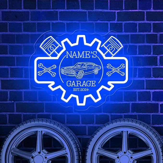 Custom Garage Neon Sign for Wall Decor, Personalized LED Garage Name Signs for by MiMaikNeonSign