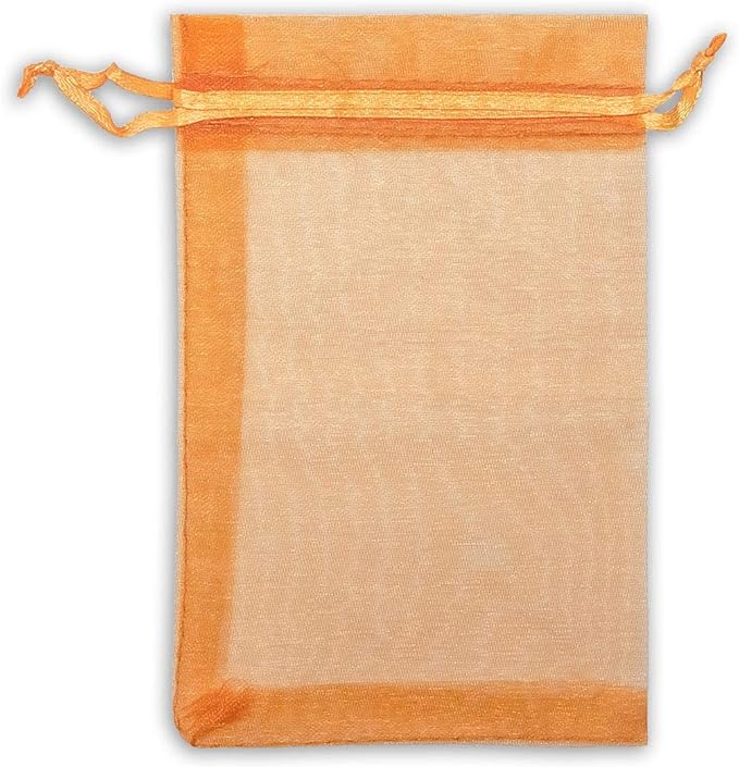 TheDisplayGuys 100-Pack 4x6 Orange Sheer Organza Gift Bags - Image 4