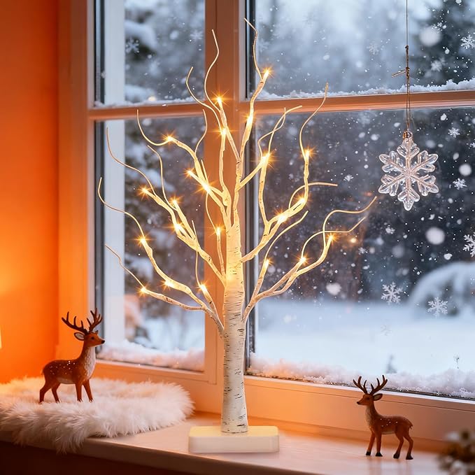 Vanthylit Lighted Birch Tree Battery Powered Tabletop Tree Decorations - Image 4