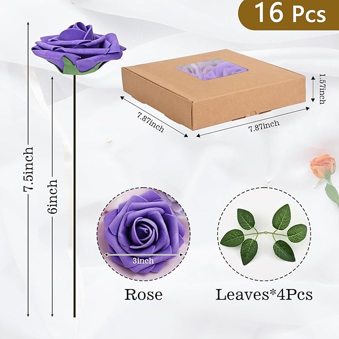 BLEUM CADE 16Pcs Artificial Flowers Fake Roses - Image 3