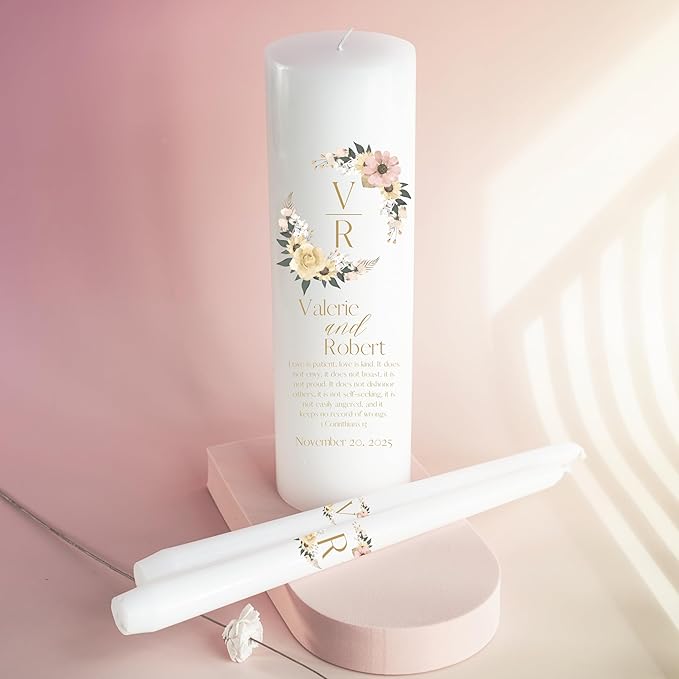 Unity Candles for Wedding, Modern Unity Set, Custom and Personalized Pillar and - Image 9