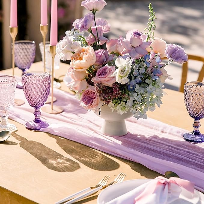Sioloc 10 Pack Lilac Purple Lavender Cheesecloth Table Runner Fall Autumn Decor - Image 2