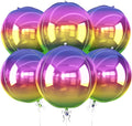 6Pcs Gradient Rainbow Round Foil Balloons, Metallic Multicolor Iridescent Mylar by vibzox