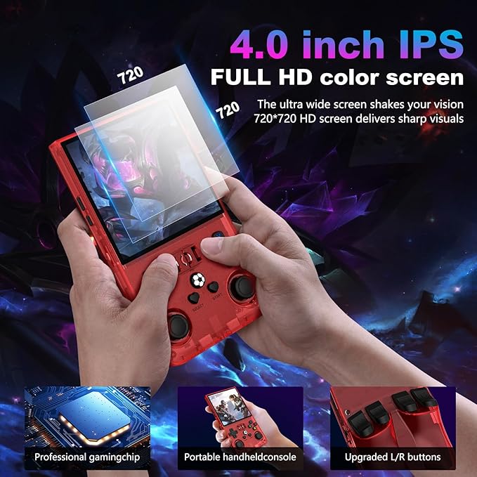 R36MAX Retro Handheld Game Console, 4.0 Inch 720x720 IPS Screen, Built-in 18 - Image 2