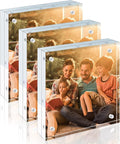 Egofine 4x4 Acrylic Frames 3 Pack, 20mm Thicker Frameless Clear Picture Frames by Egofine