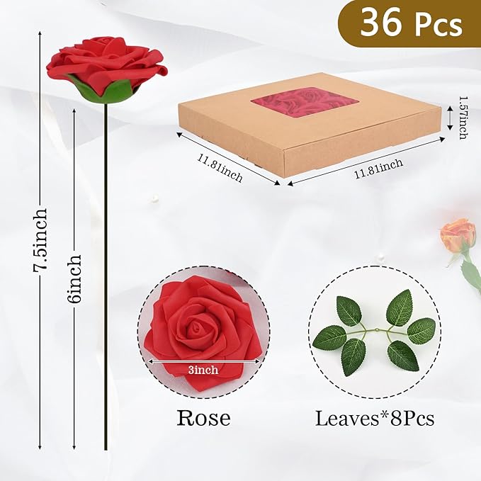 BLEUM CADE 36Pcs Artificial Flowers Fake Roses - Image 3