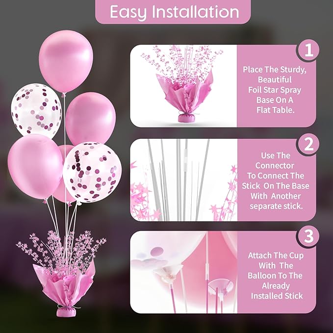 4 Set Pink Balloon Table Centerpieces - Image 6