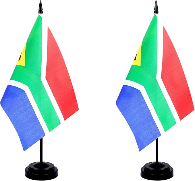 South Africa Desk Flag 12" Solid Pole Deluxe Set South African Flags Banner by Unknown