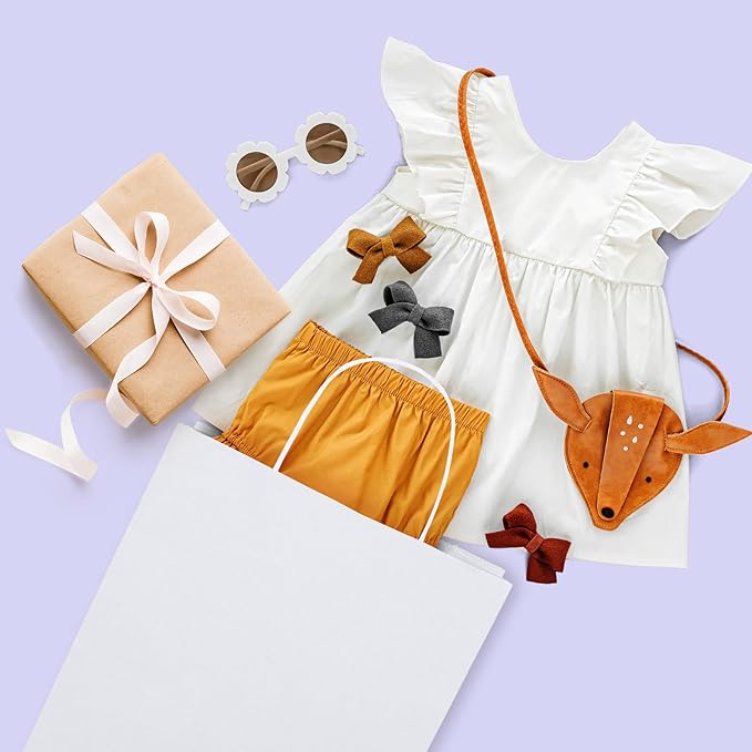 GSSUSA White Kraft Paper Gift Bag - Image 6