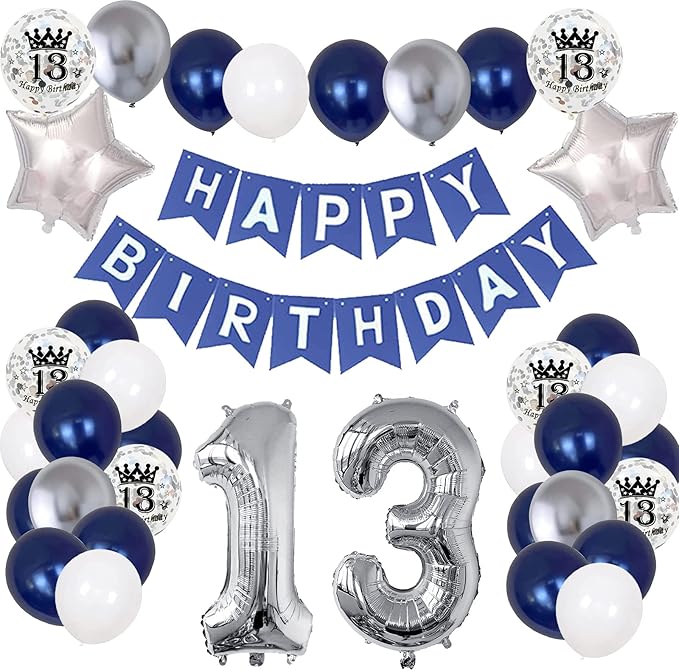 13th Birthday Decorations for Boys Girls, 13th Birthday Party Supplies by KAINSY