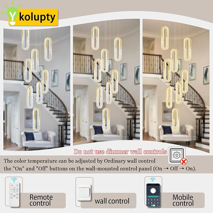 8 Rings Crystal Chandelier, H118 Modern Gold Pendant Light Luxury Foyer - Image 3