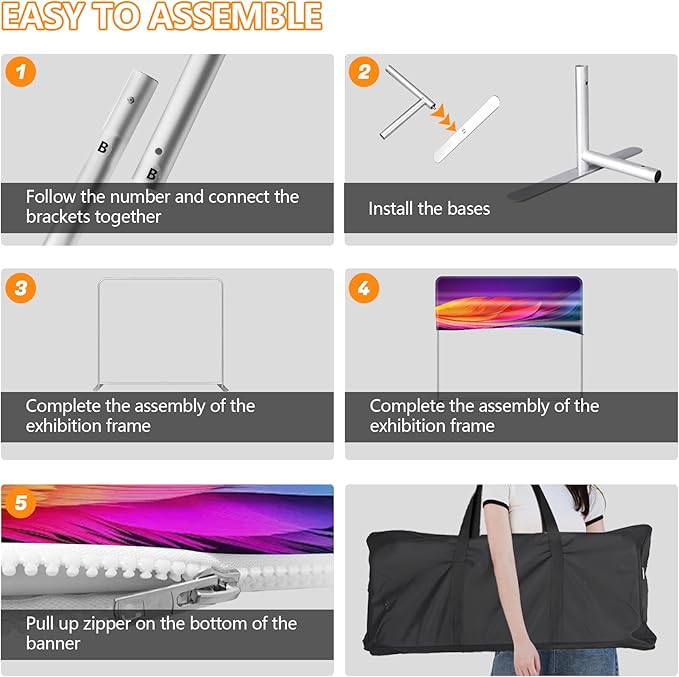 Custom Stand Backdrop with Aluminum Stand, 7.5x10ft Commercial Tension Fabric - Image 7