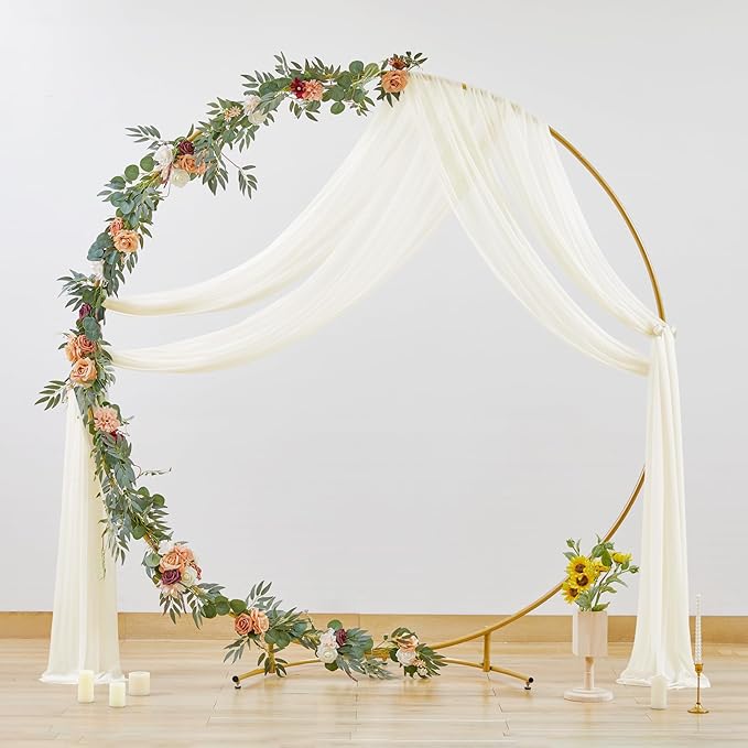 Wedding Arch Draping Fabric, 2 Panels 28" x 19Ft Ivory Wedding Arch Drapes - Image 7