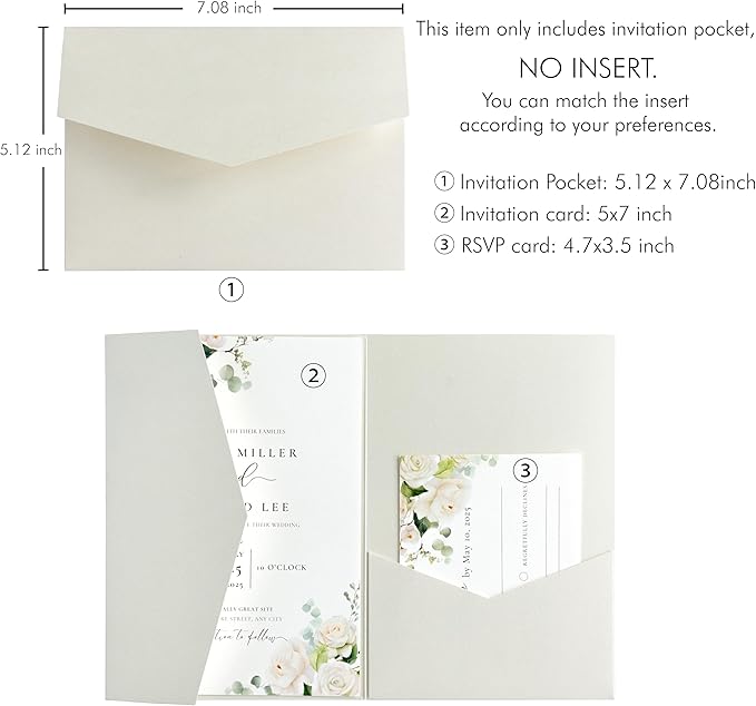 20 PCS Ivory Tri-fold Laser Cut Wedding Invitation Pockets - Image 2