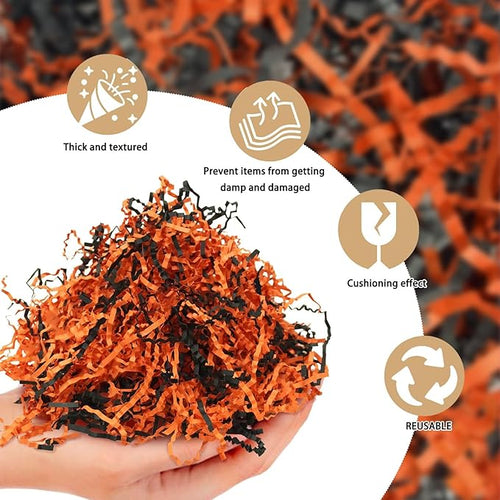 1 LB Black Orange Crinkle Cut Paper Shred Filler Great - Image 2