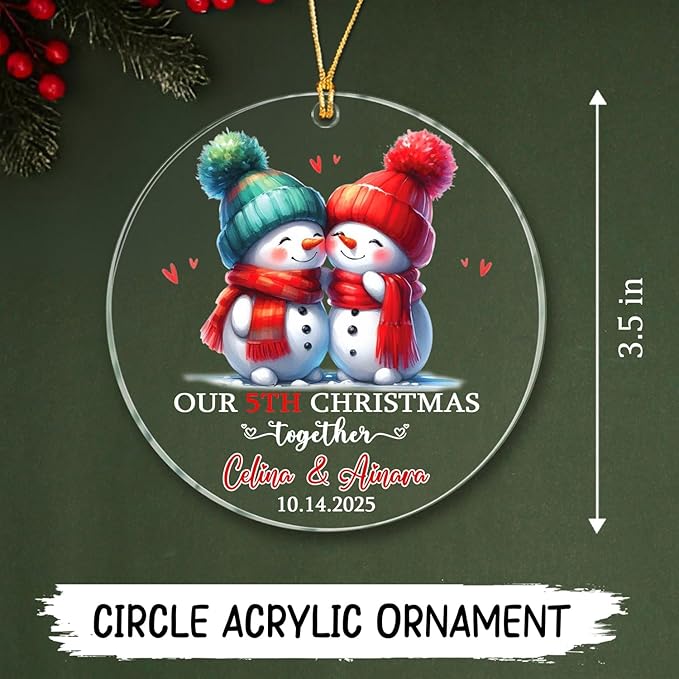 Personalized Our 5TH Christmas Together Ornament, Customized Date & Names Mr & - Image 5