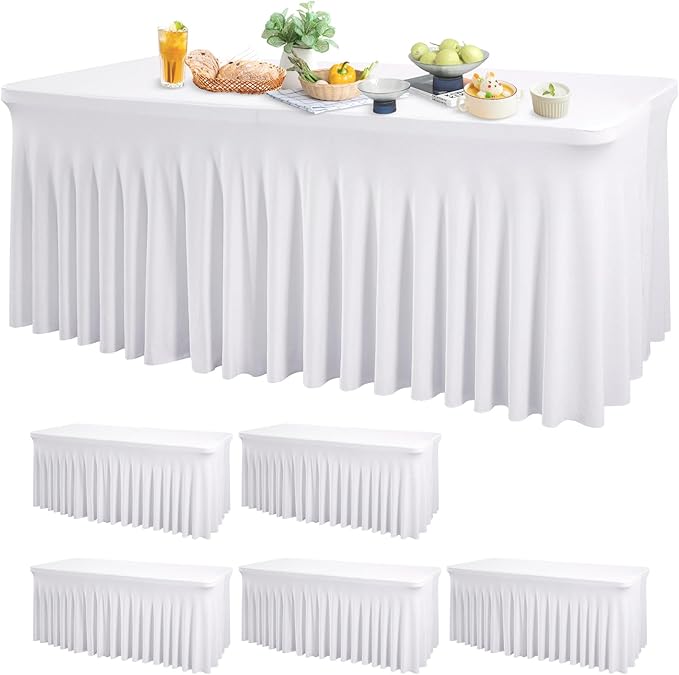 Wish Care 6 Pack White Spandex Table Clothes by WishCare