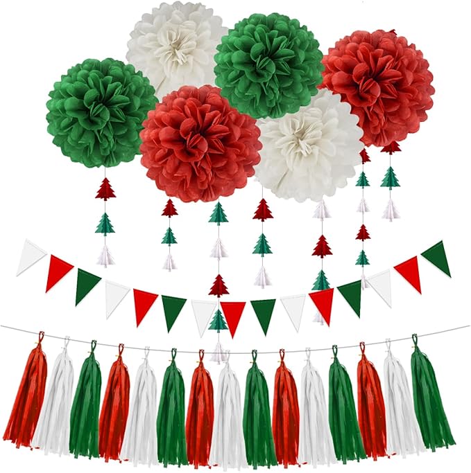 Red White Green Christmas Decorations by HongTongTong