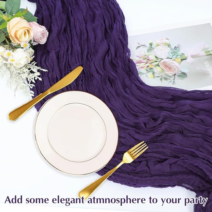 10 Pack Purple Cheesecloth Table Runner -21*120Inch Long Boho Wedding Table - Image 5