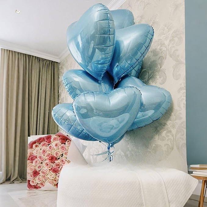 Baby Blue Heart Balloons - Image 4