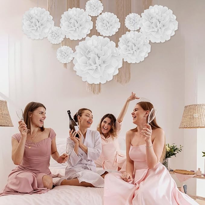 Tissue Paper Pom Poms, Hanging Flower Balls - Image 4