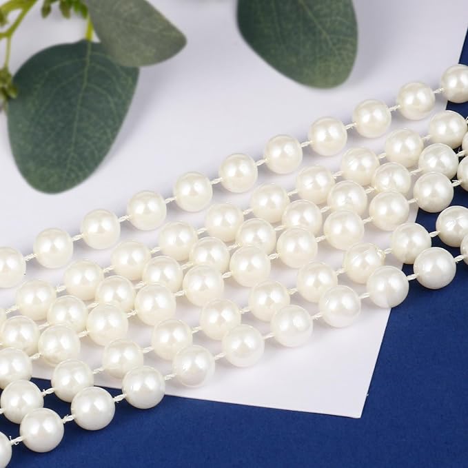 29.5 FT Pearl Beads Garland for Decoration, 10MM Craft Pearl Beads String Spool - Image 4