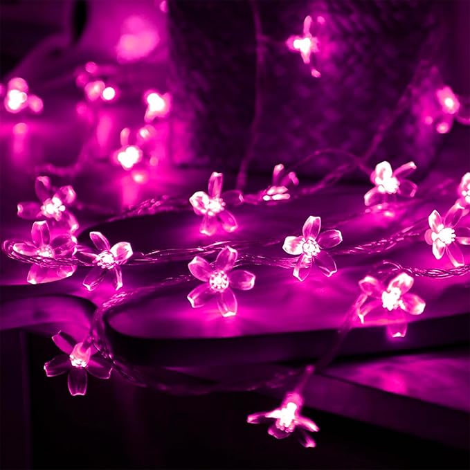 Hot Pink Aesthetic Flower Lights String Indoor Decorations, 33Ft 100 LED - Image 7