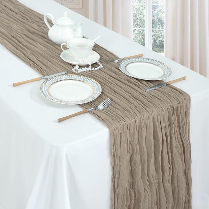 6 Pack Nude Cheesecloth Table Runner 10ft Boho Gauze Fabric Cheese Cloth Table - Image 3