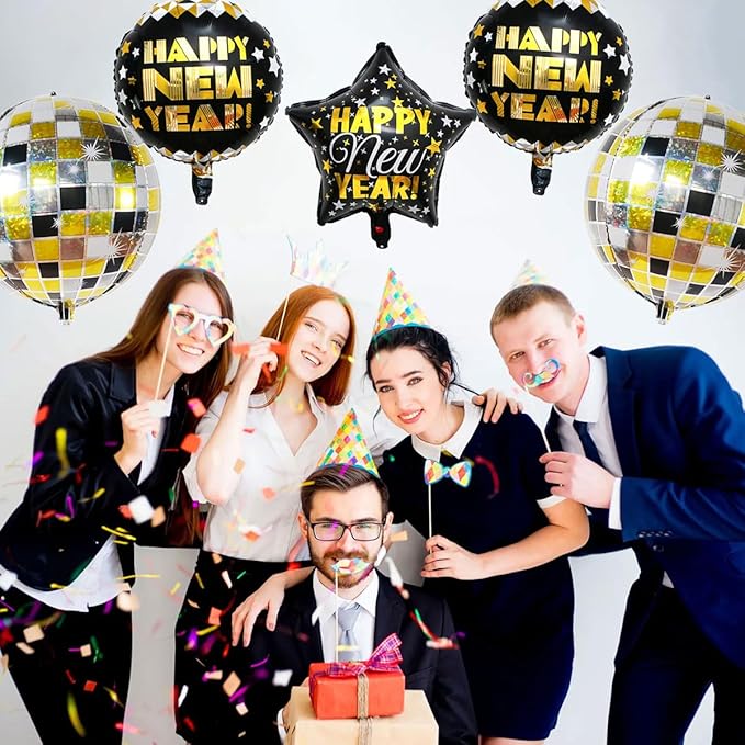 Happy New Year Balloons, Self-Sealing Foil Balloons - Image 3