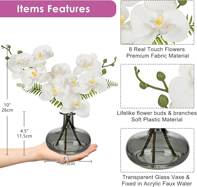 White Orchids Artificial Flowers - Image 2