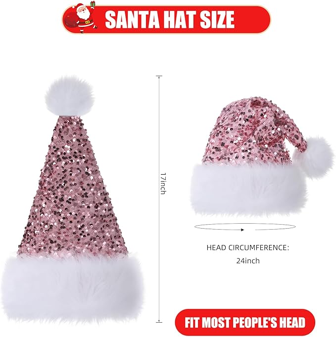 Personalized Sequin Santa Hat for Adults, Xmas Halloween New Year Holiday - Image 2