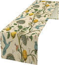 Table Runner with Flowers and Birds, Spring Plant Flowers Table Decoration by ICMOLYYENLO