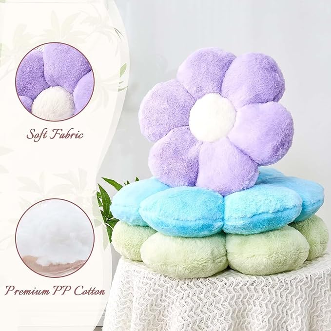 KCVCVR Cute Blue Flower Shaped Throw Pillow - Image 4