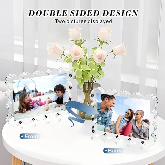 3 Pack 5x7 Inch Magnetic Acrylic Picture Frame, 10+10mm Thick Block, Double - Image 4