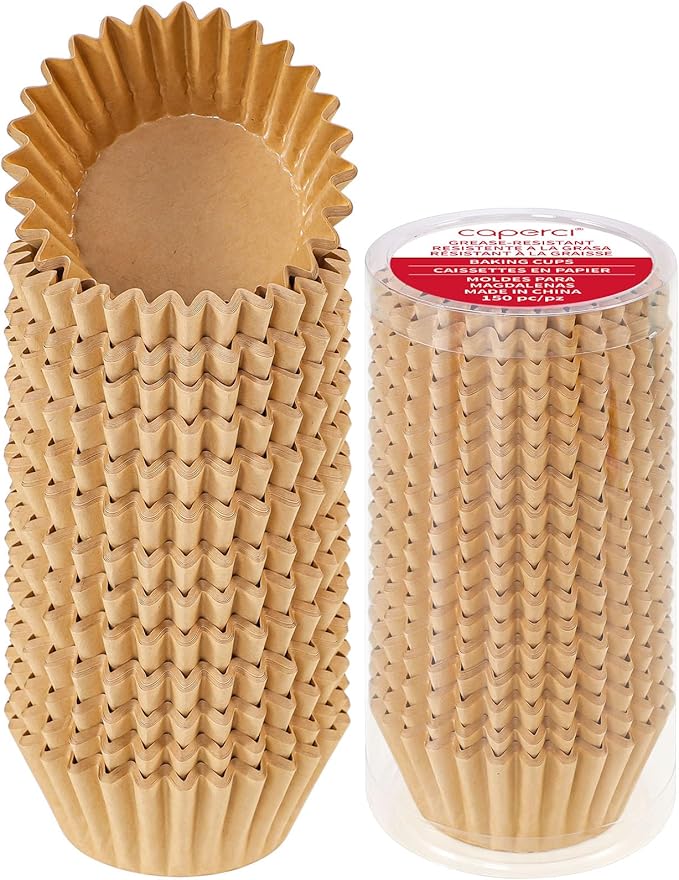 Caperci Heavy Duty Standard Natural Cupcake Liners 150 Counts by Caperci