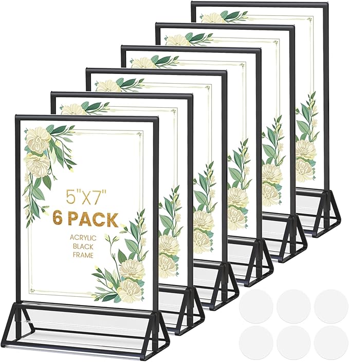 Acrylic Sign Holder 5X7 Black Picture Frame Double-Sided Acrylic Frames by displayyourphotosbrochuresmenusartworkadvertisementsetc