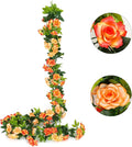 JUSTOYOU 2 Pack Fake Rose Garland, Artificial Rose Vines Flowers Hanging Silk by JUSTOYOUARTIFICIALFLORAL