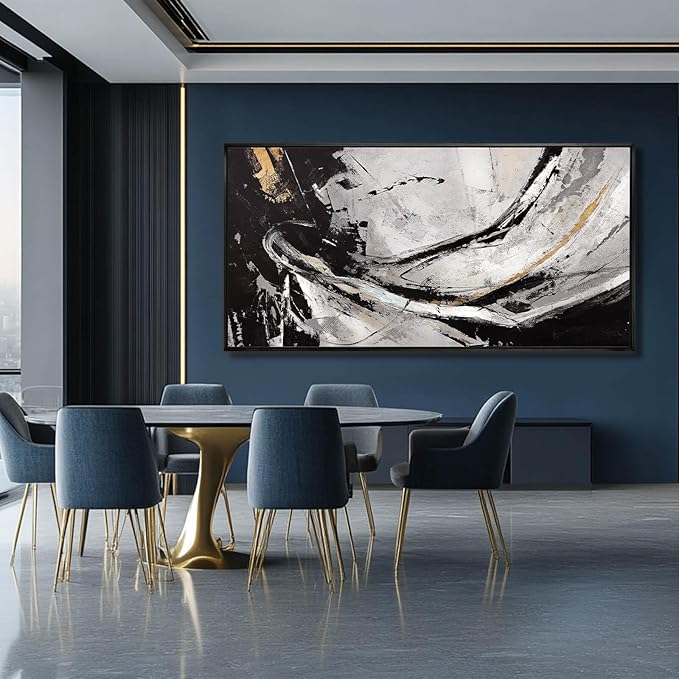 Home Decor Black and White Abstract Painting - Image 6