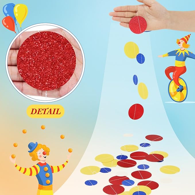 Outus 10 Pieces Colorful Dots Paper Garland Round Glitter Garland Hanging - Image 3
