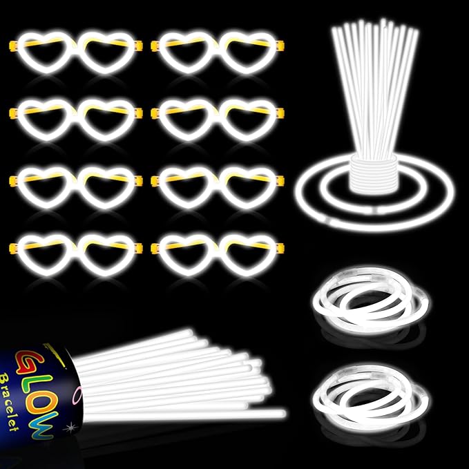60 Pack 8” White Glow Sticks Bulk Bright Glow Sticks by ZSMKJIAYE