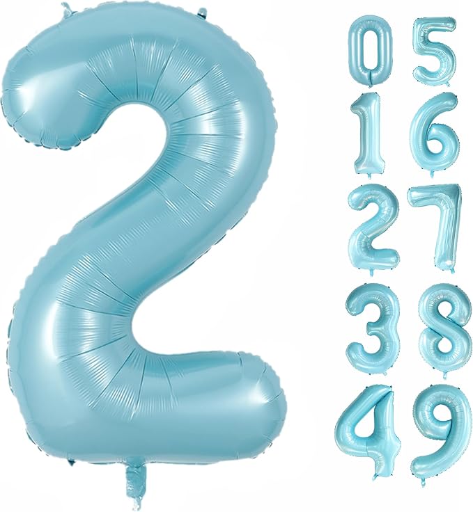 40 Inch Light Blue Number 0 Balloon Foil Balloons 0 by Lnhiya